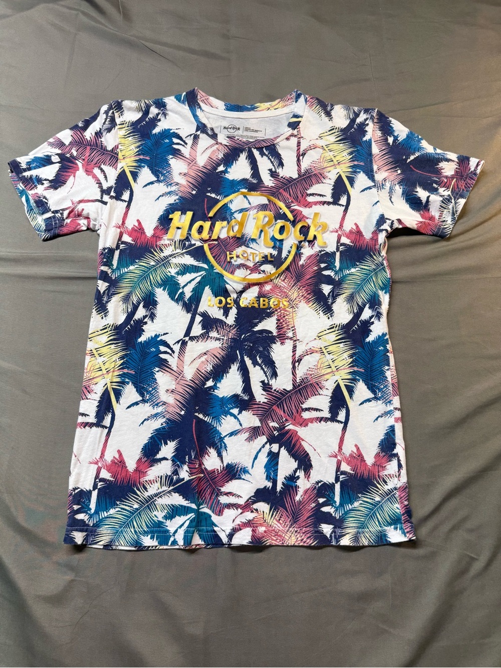 Hard Rock Cafe Kids Tropical Palm Tee - White, Blue, Pink, Yellow